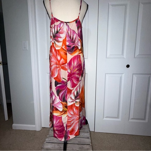 NWT Karen Kane tropical Dress Soft Silky Cupro Breathable M Summer Cruise wear - Picture 6 of 15